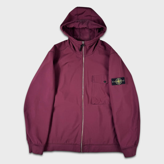 Stone Island Burgundy Soft Shell-R Jacket 3XL