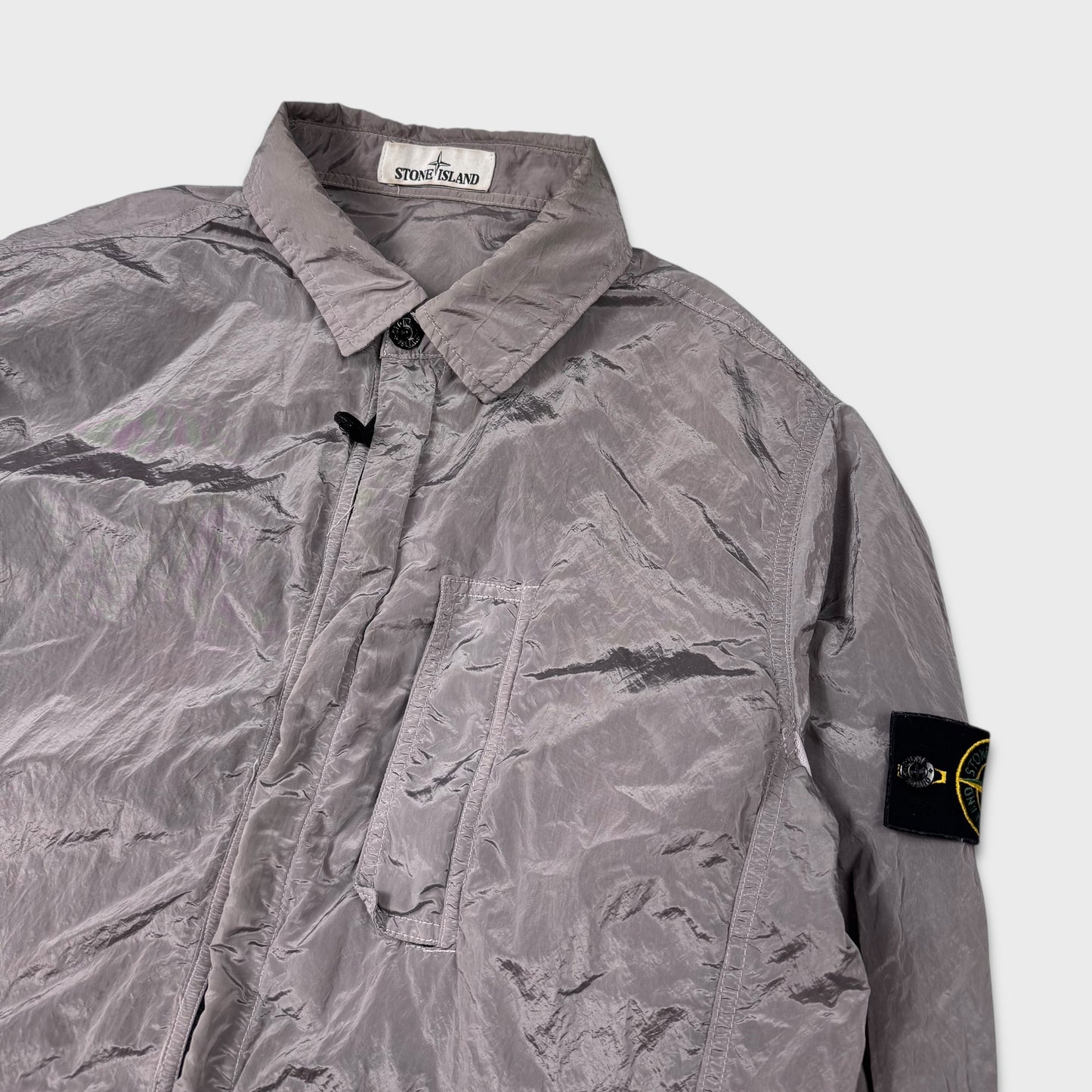 Stone Island Silver Nylon Metal Overshirt L