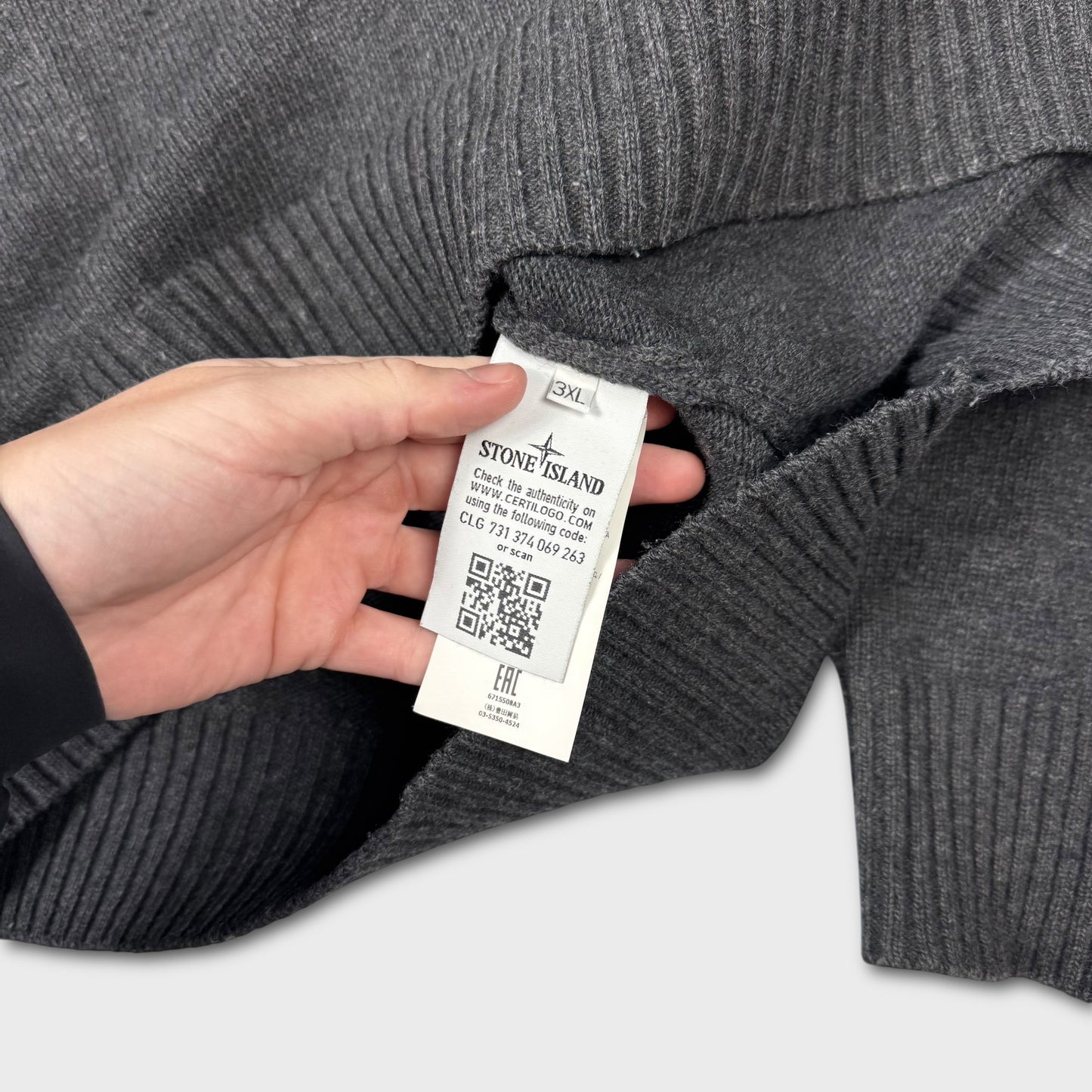 Stone Island Charcoal Quarter Zip Knit 3XL