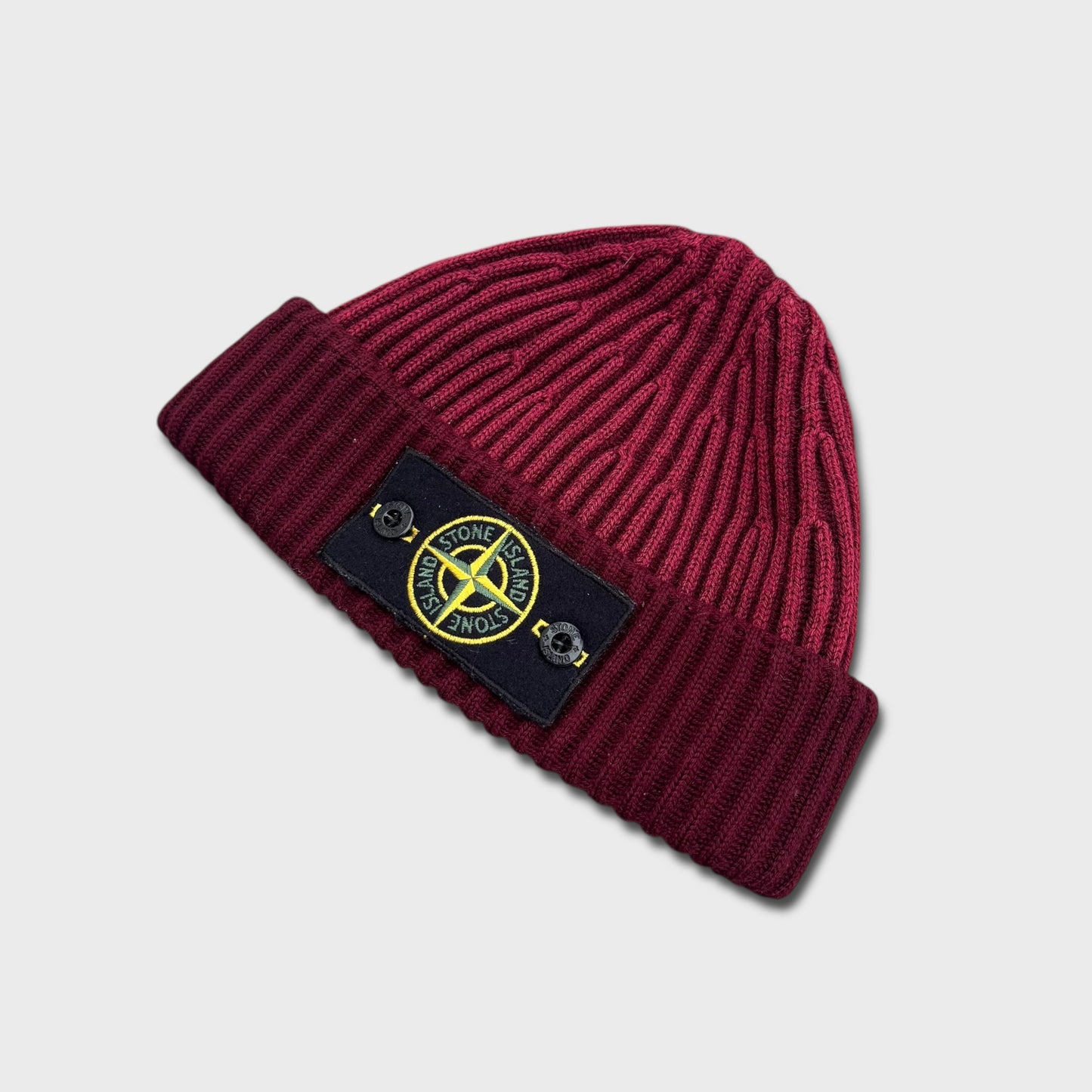 Stone Island Rare Two-Tone Ribbed Badge Beanie OS