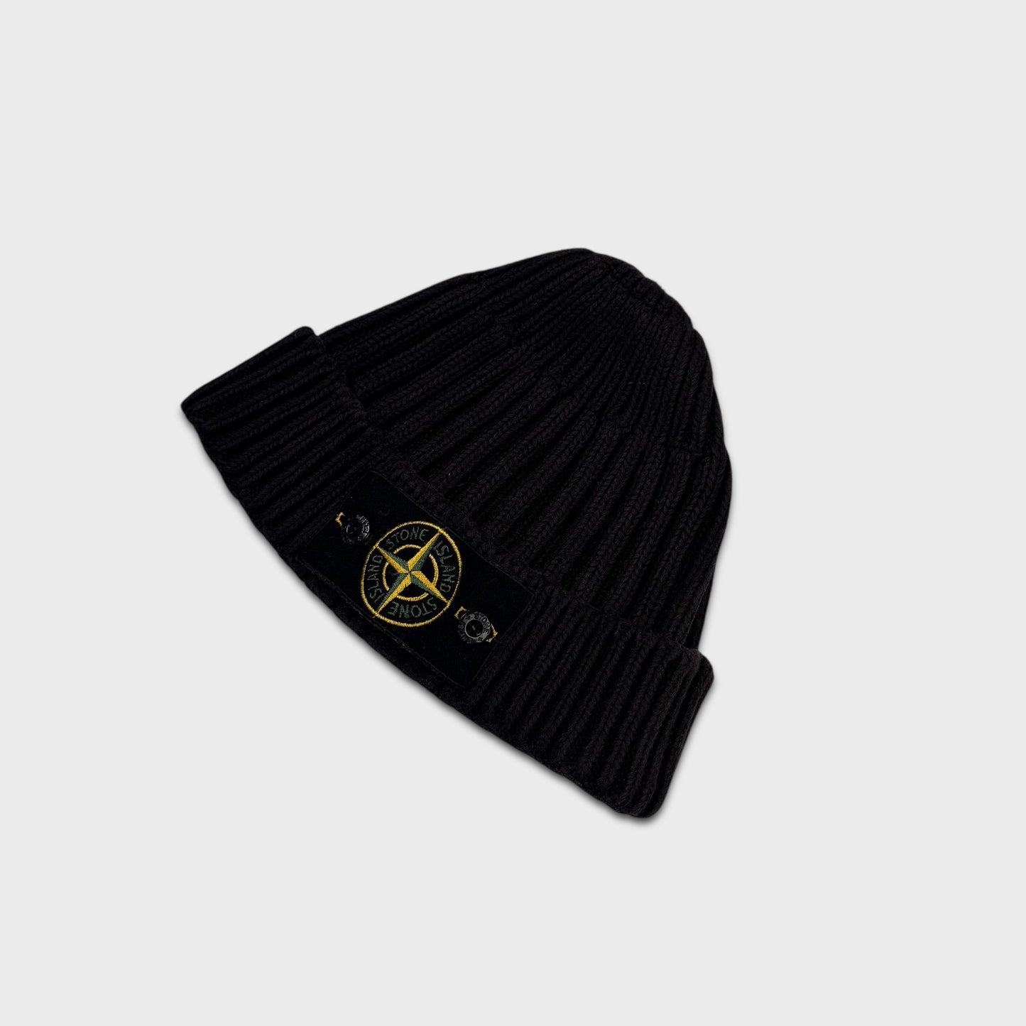Stone Island Ribbed Black Badge Beanie OS