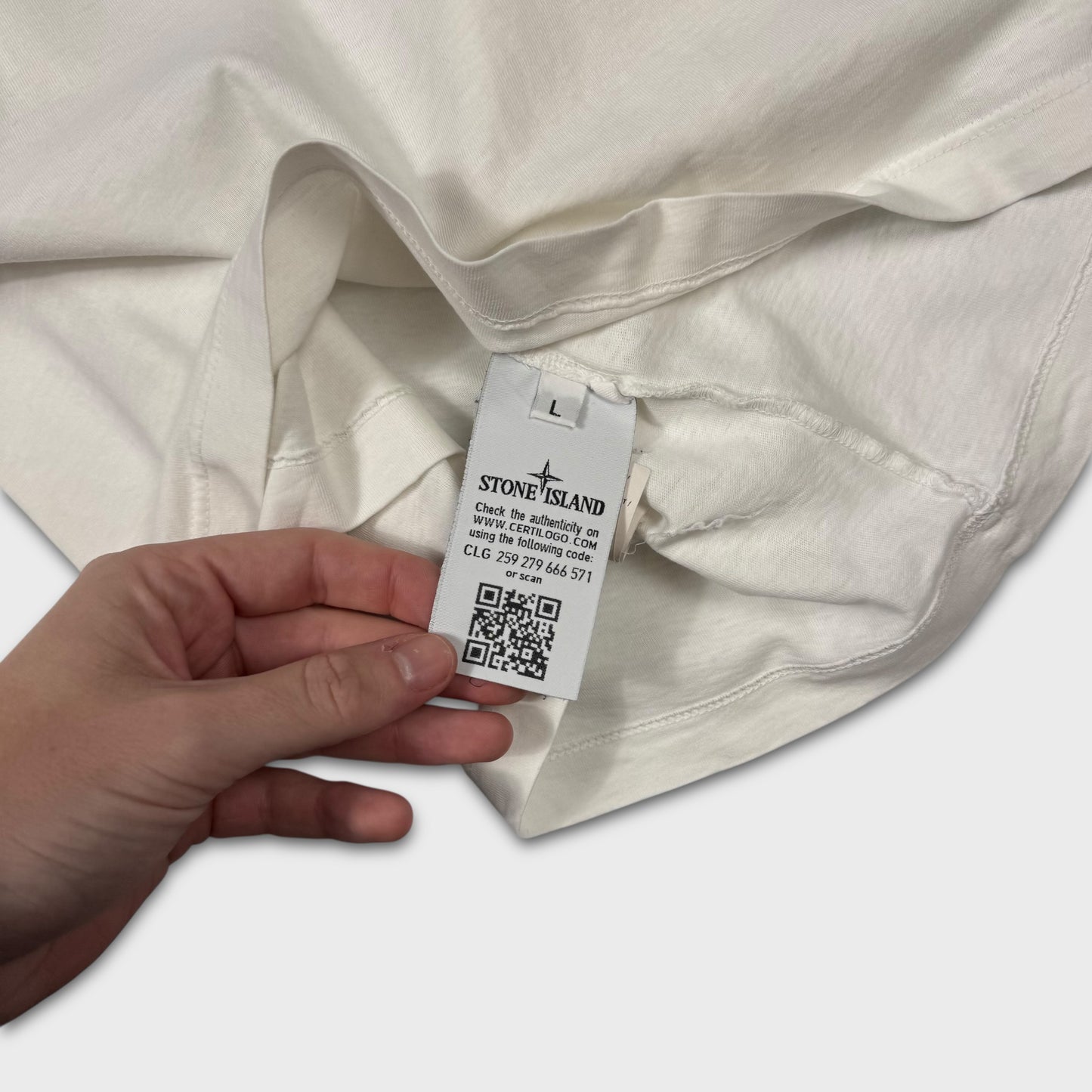 Stone Island White Graphic Logo T-Shirt L