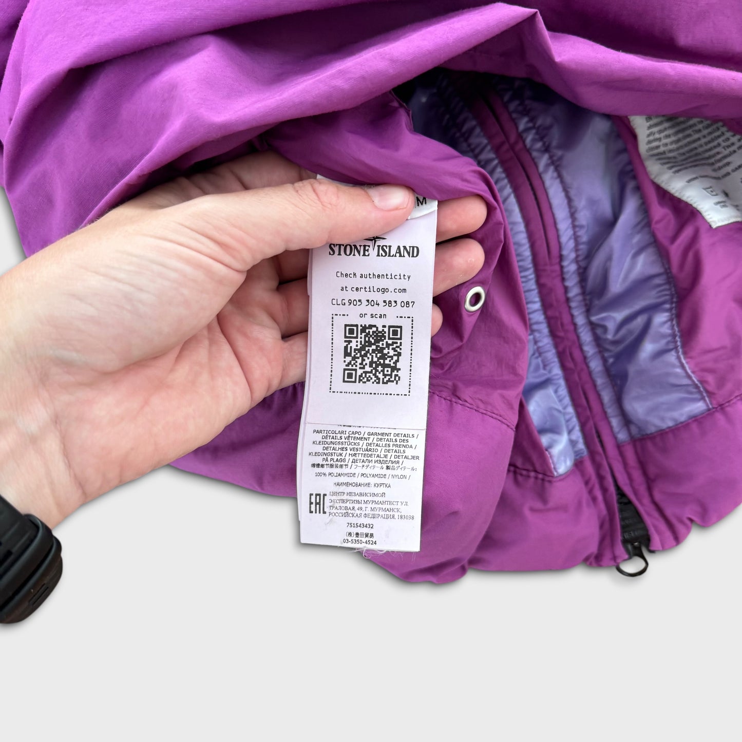 Stone Island Magenta Purple Naslan Light Watro Down-TC Jacket M