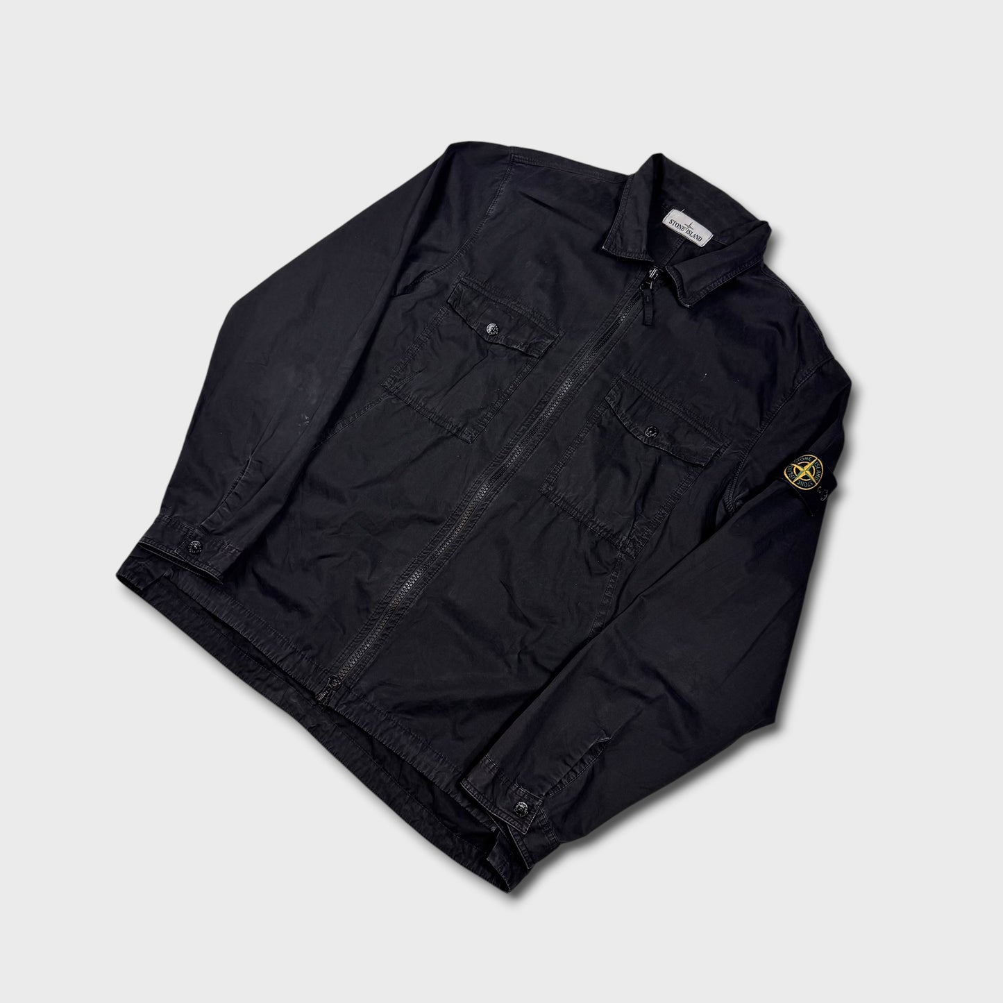 Stone Island Black Full Zip Overshirt XL
