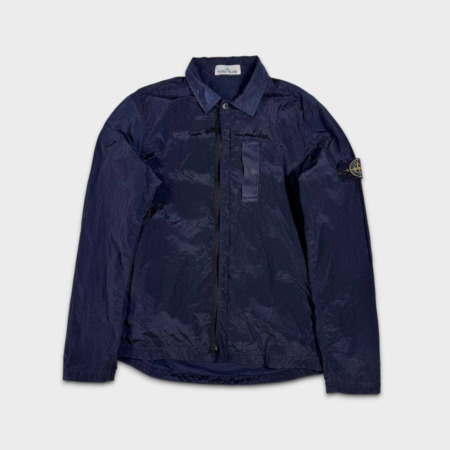 Stone Island Navy Lined Nylon Metal Overshirt M