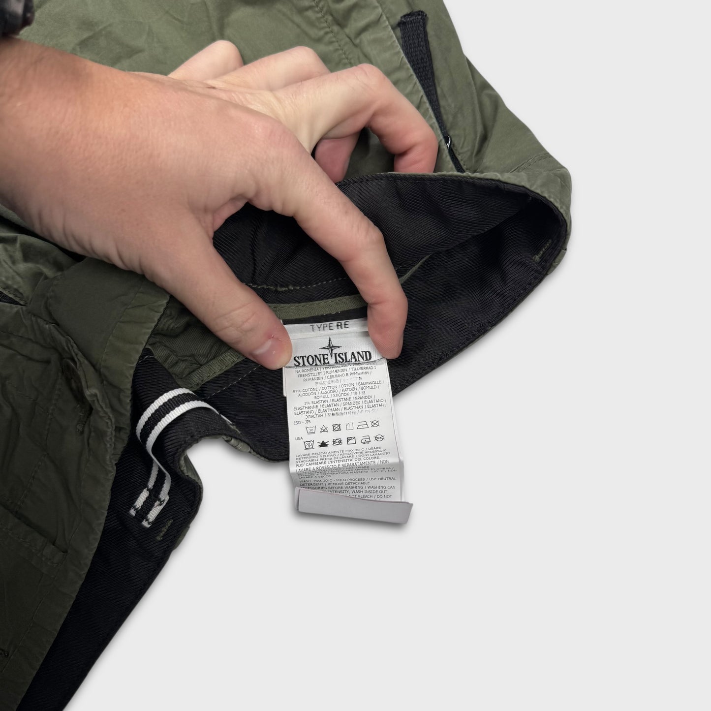 Stone Island Olive Tela Cargo Shorts W31