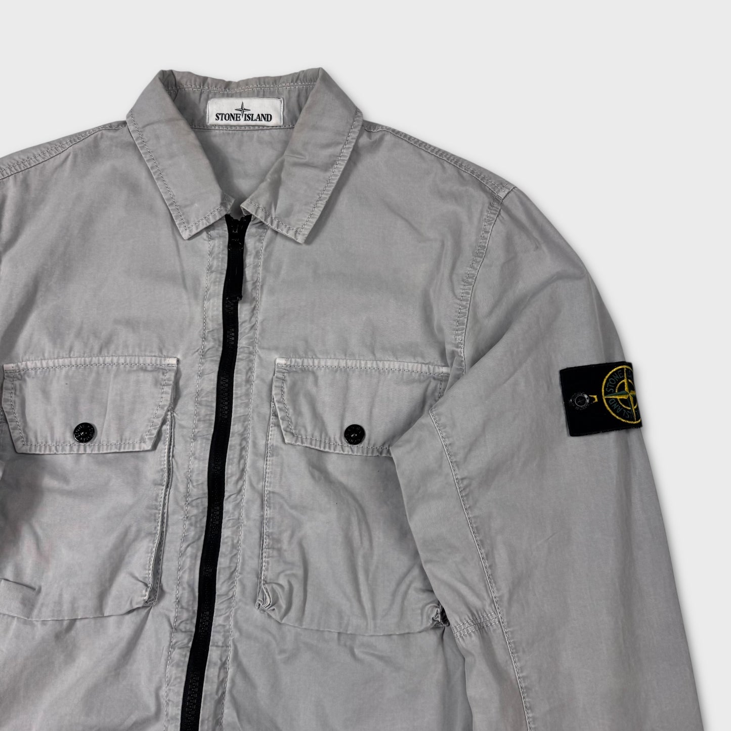Stone Island Grey Full Zip Overshirt M