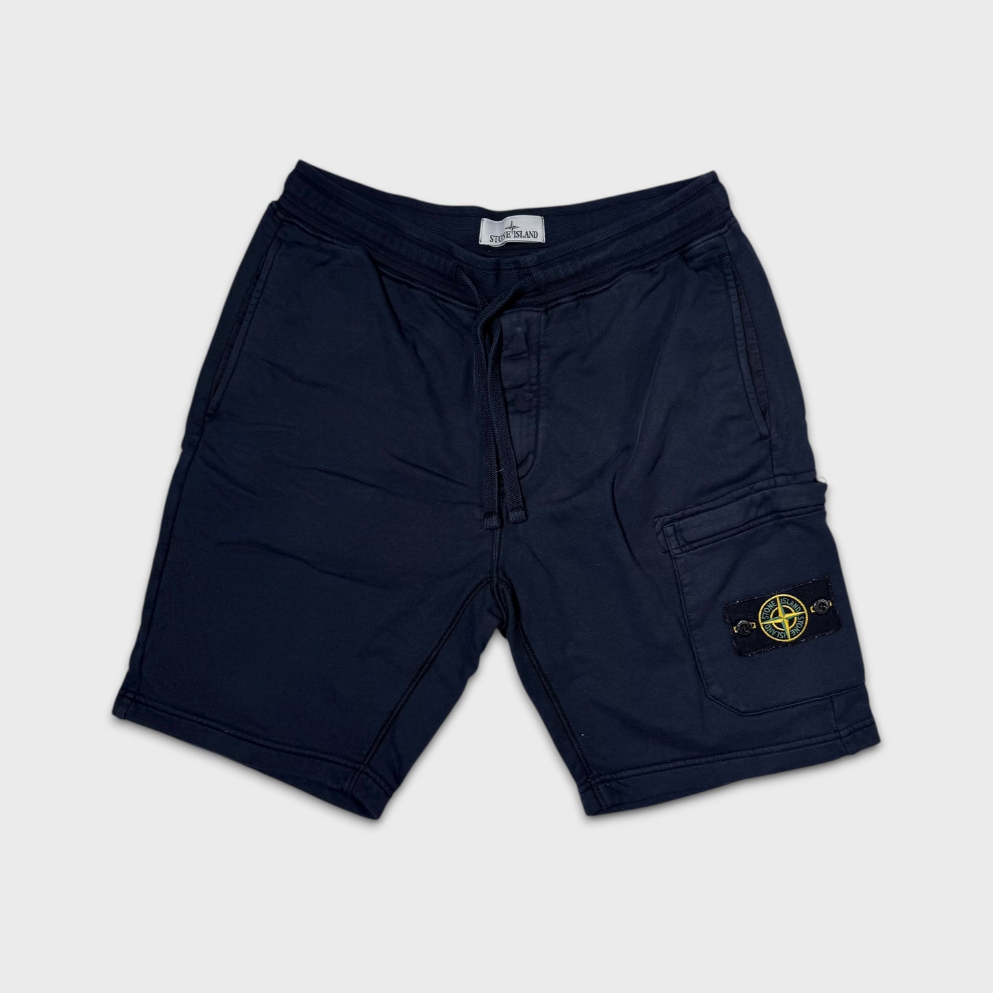 Stone Island Navy Cotton Badge Shorts M