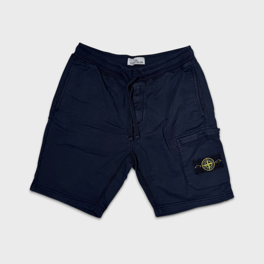 Stone Island Navy Cotton Badge Shorts M