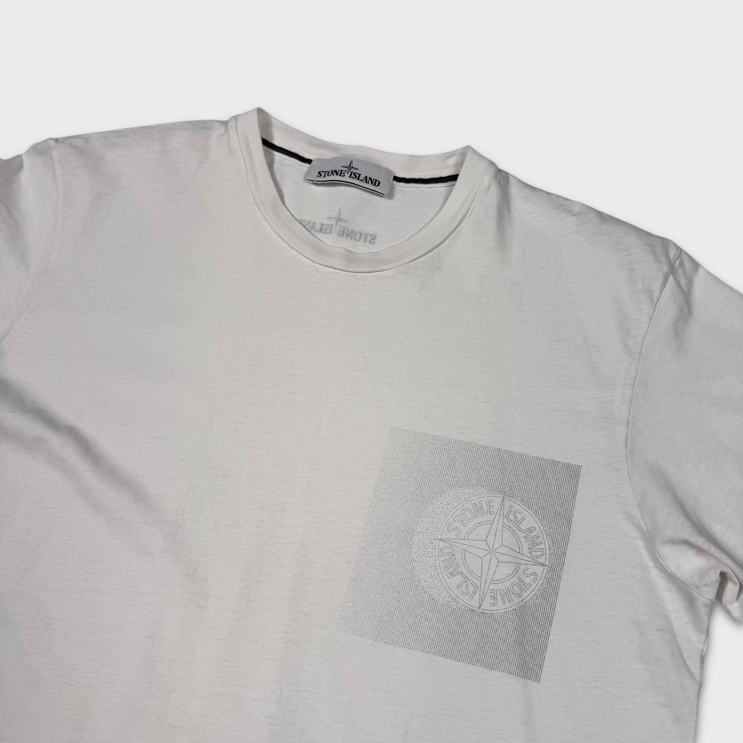 Stone Island White Graphic Logo T-Shirt L