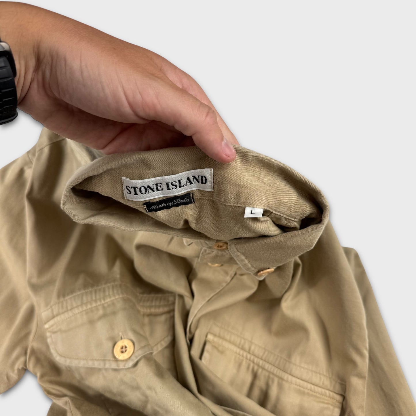 Stone Island 90’s Brushed Cotton Button Shirt L