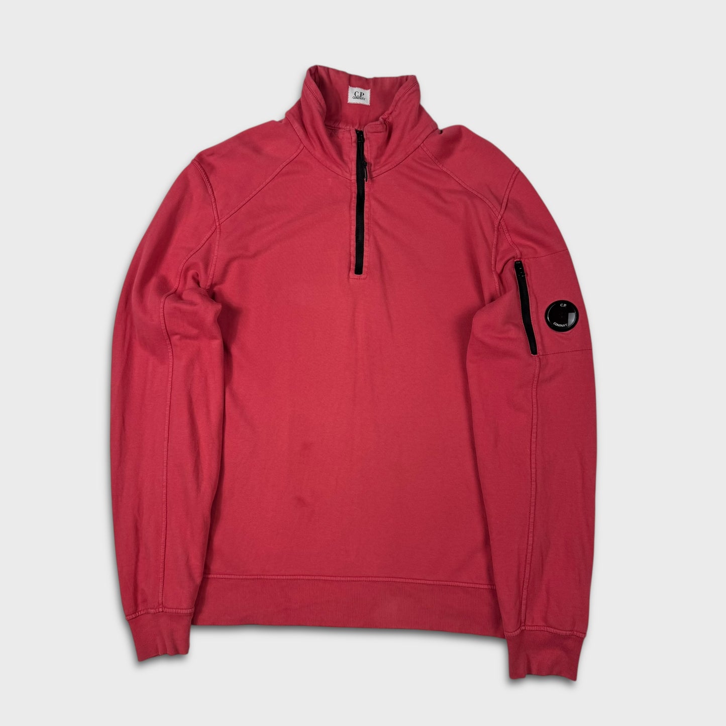 CP Company Red Lens Quarter Zip Sweatshirt L