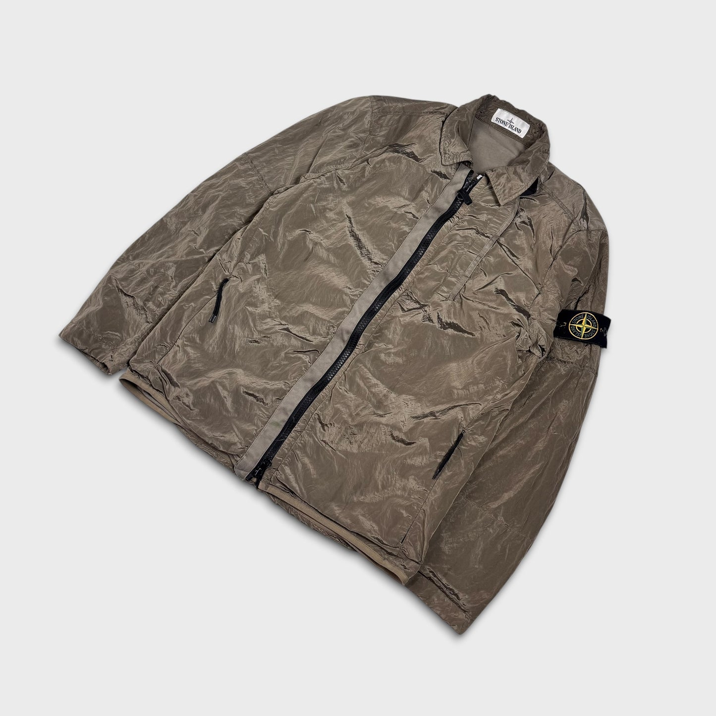 Stone Island Olive Nylon Metal Lined Overshirt Jacket M