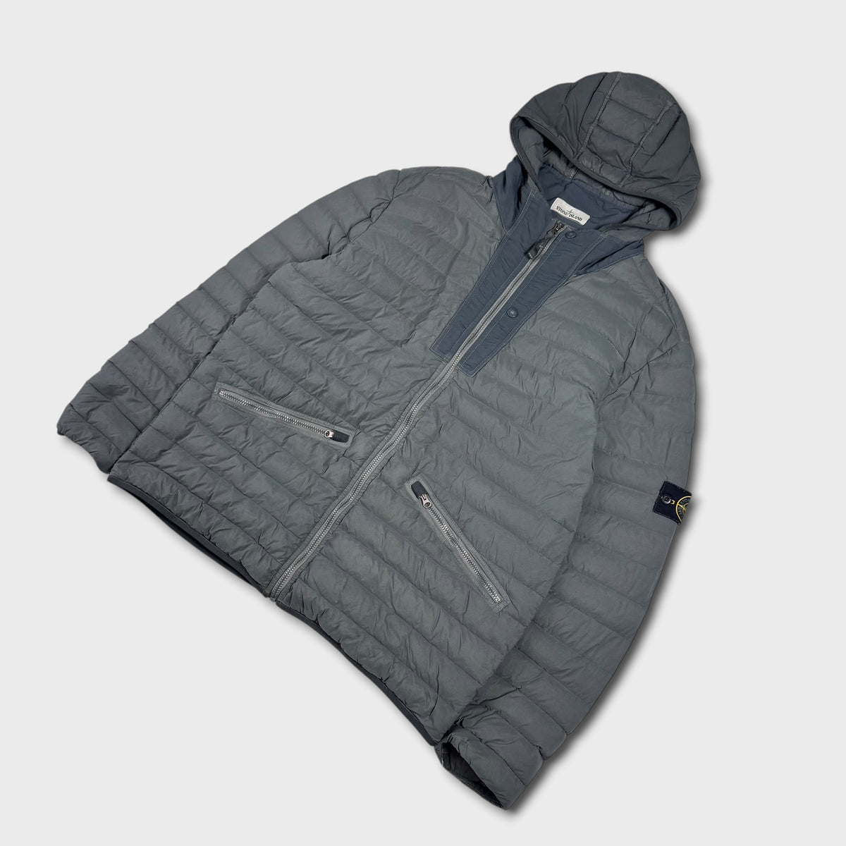 Stone Island Grey Loom Woven Down Chambers Stretch Nylon-TC Puffer Jacket 3XL