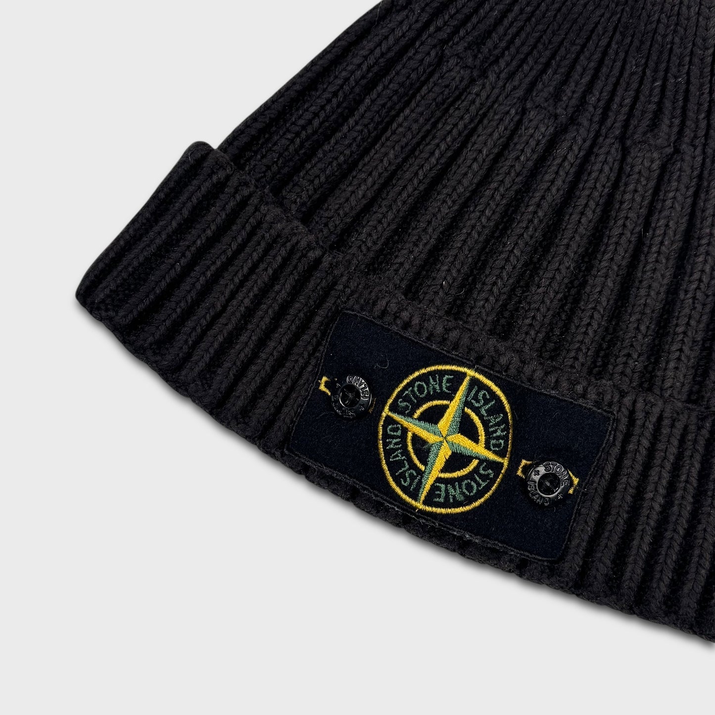 Stone Island Ribbed Black Badge Beanie OS