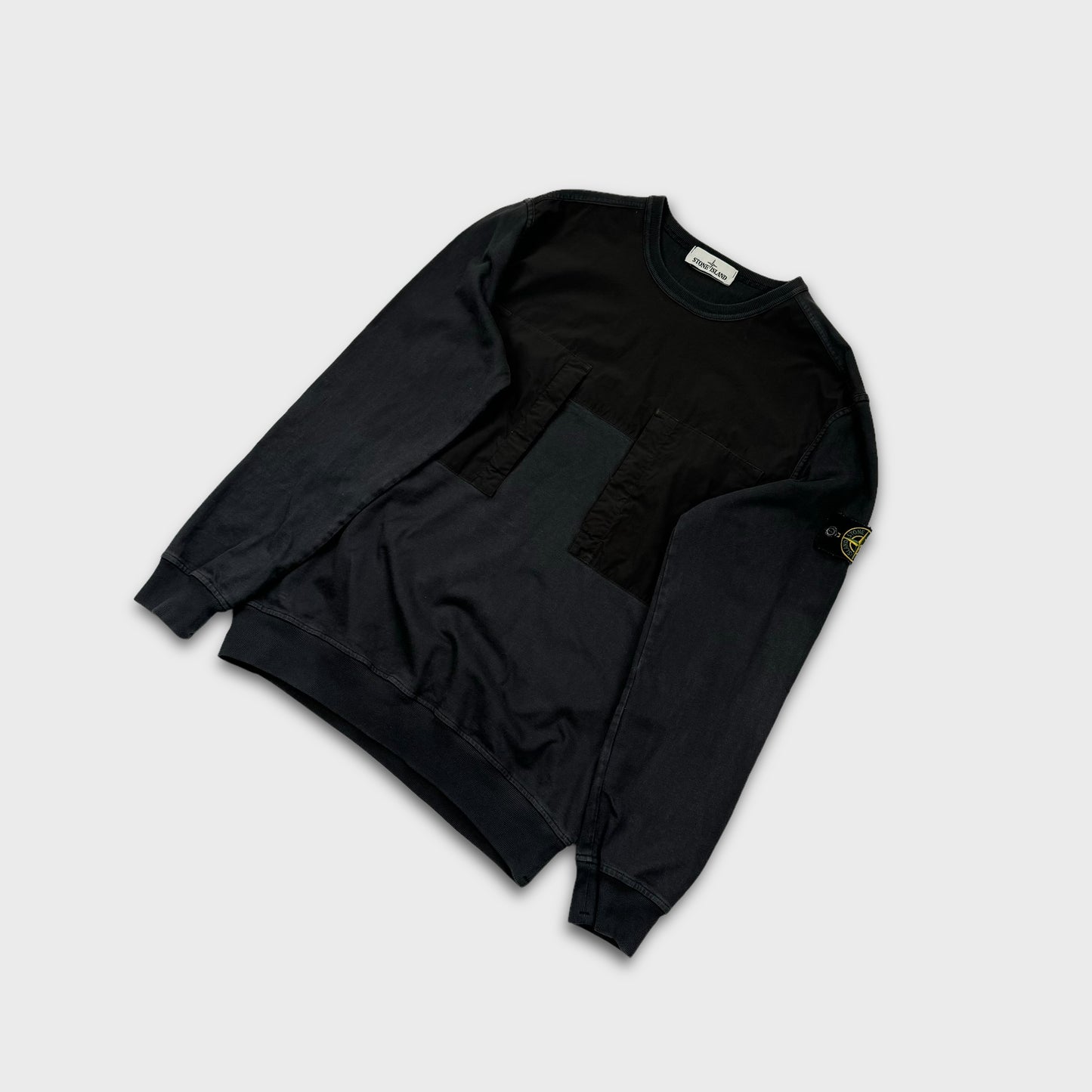 Stone Island Black Mussola Crewneck L