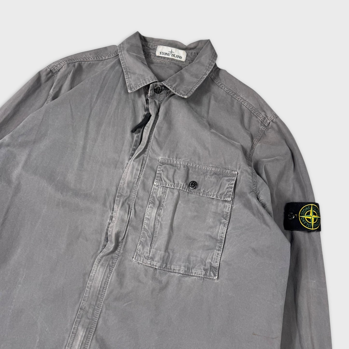 Stone Island Grey Full Zip Overshirt XXL