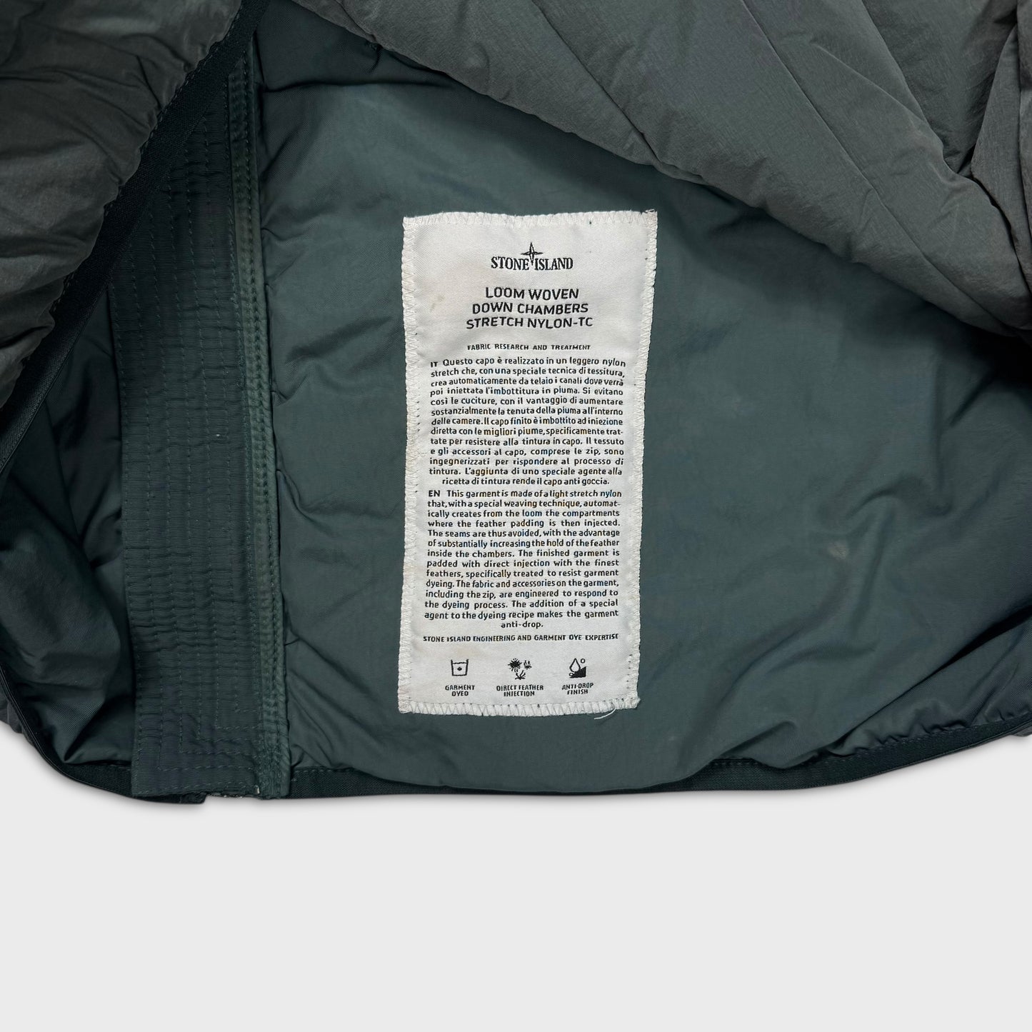 Stone Island Petrol Green Loom Woven Down Chambers Jacket 3XL