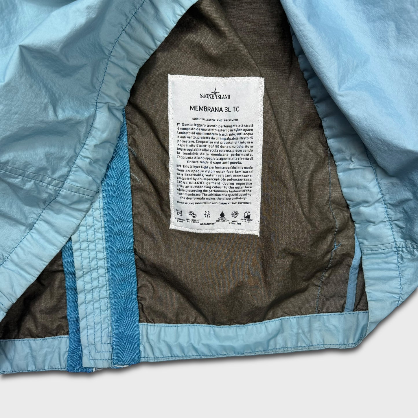 Stone Island Baby Blue Membrana TC Jacket XXL