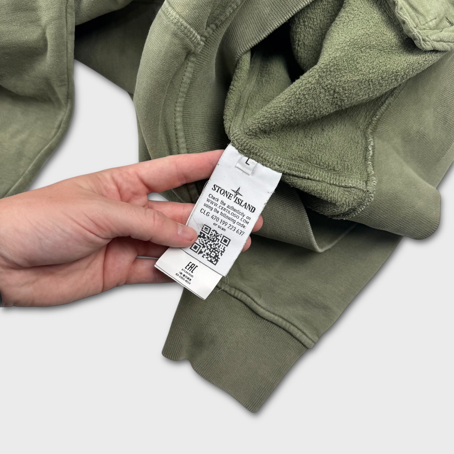 Stone Island Olive Green Packable Hoodie Zip Up L