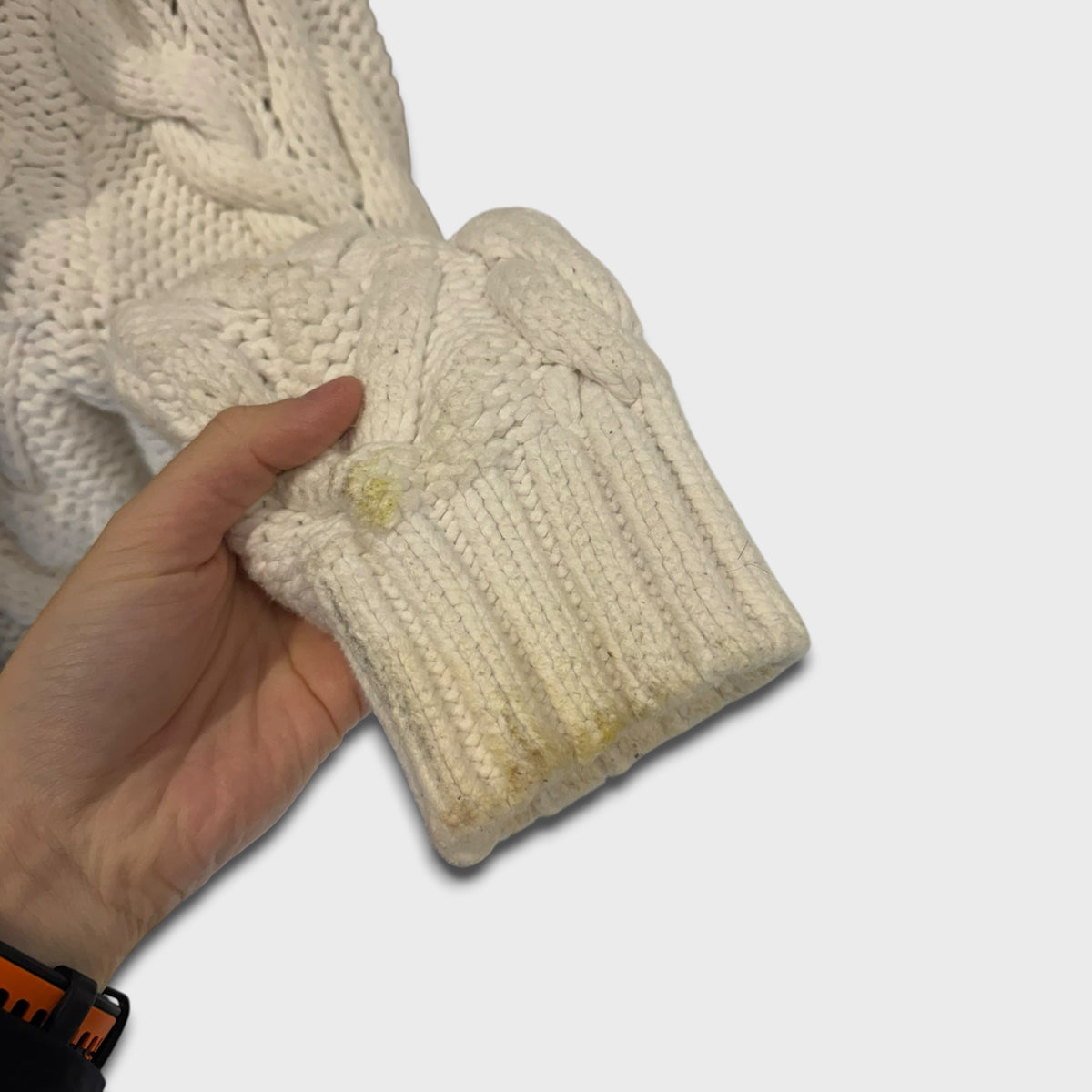 Stone Island White Chunky Heavyweight Knit S
