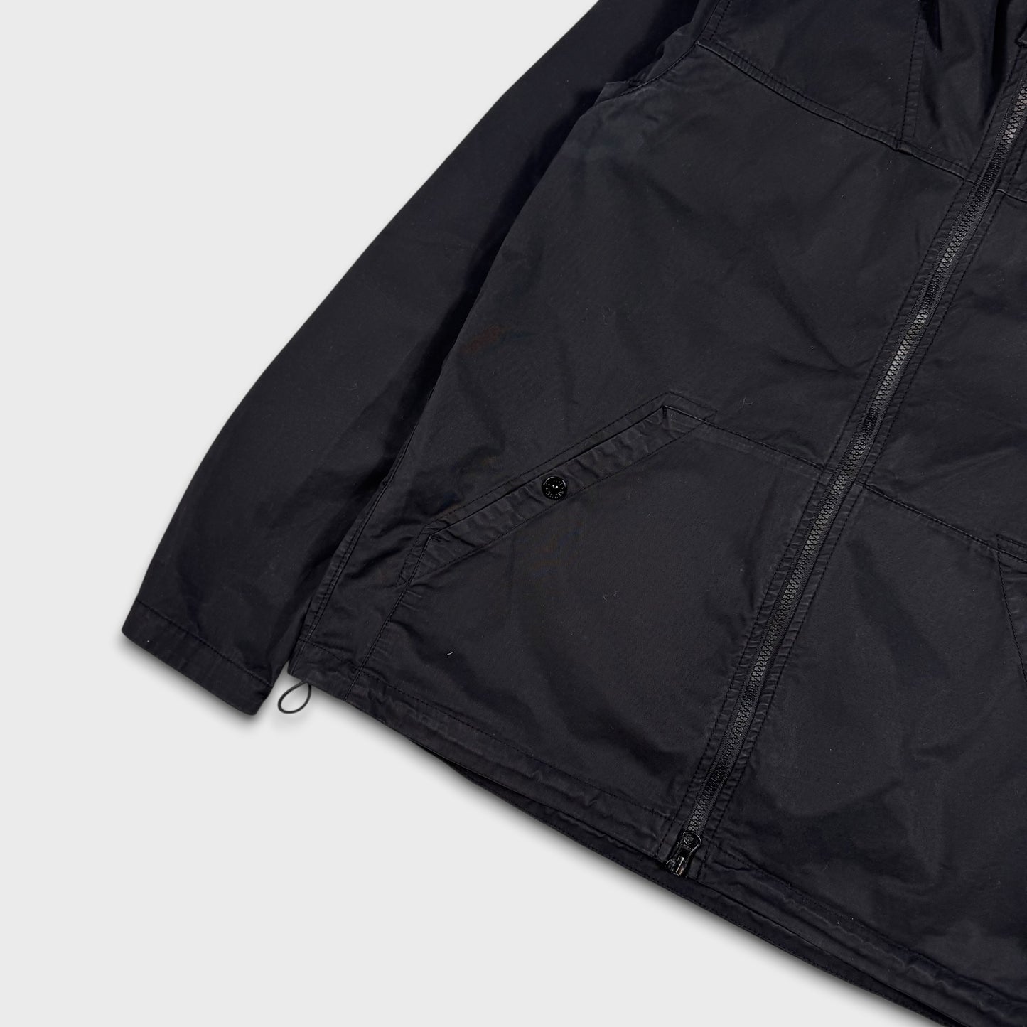 Stone Island Black Supima Cotton Hooded Jacket M