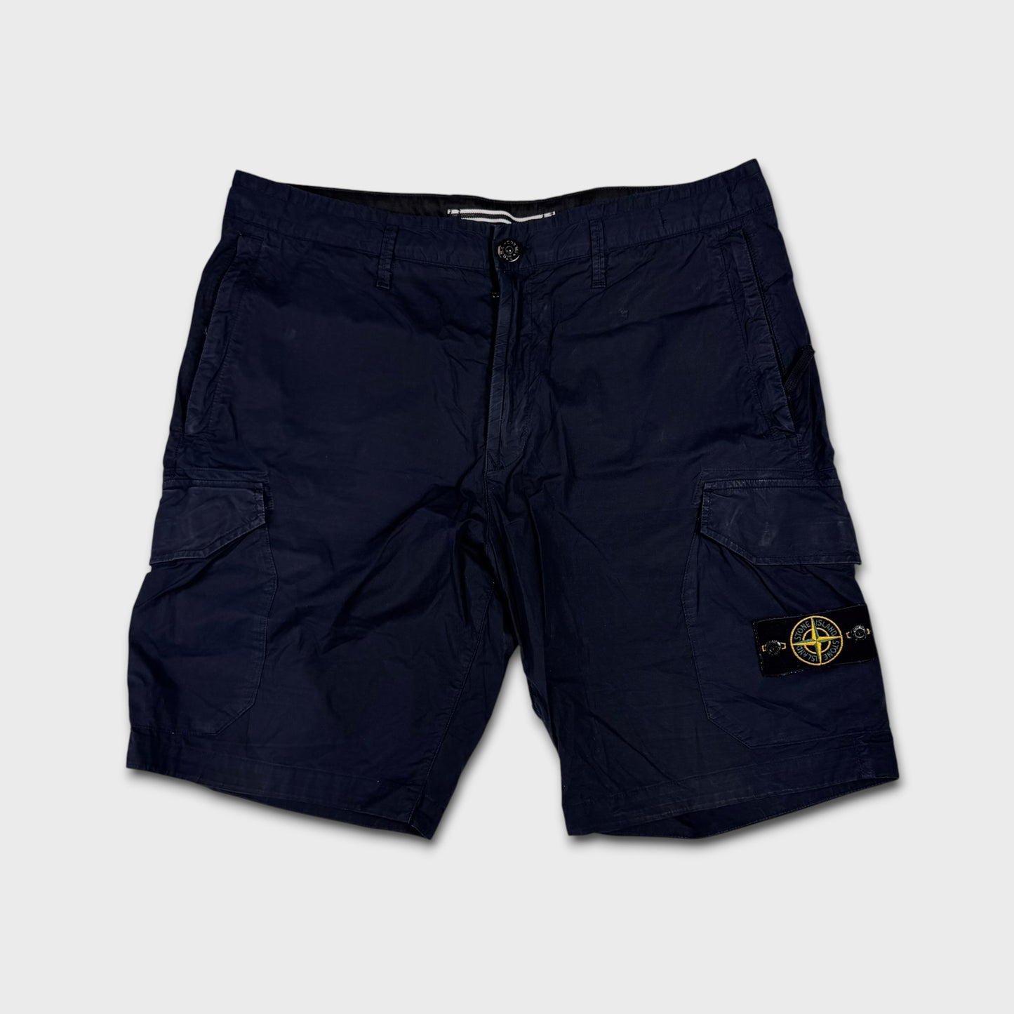 Stone Island Navy Tela Cargo Shorts W34