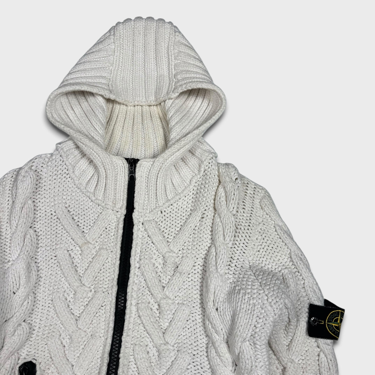 Stone Island White Chunky Heavyweight Knit S