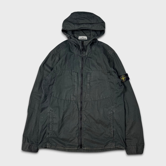 Stone Island Dark Green Zip Hooded Overshirt Jacket XL