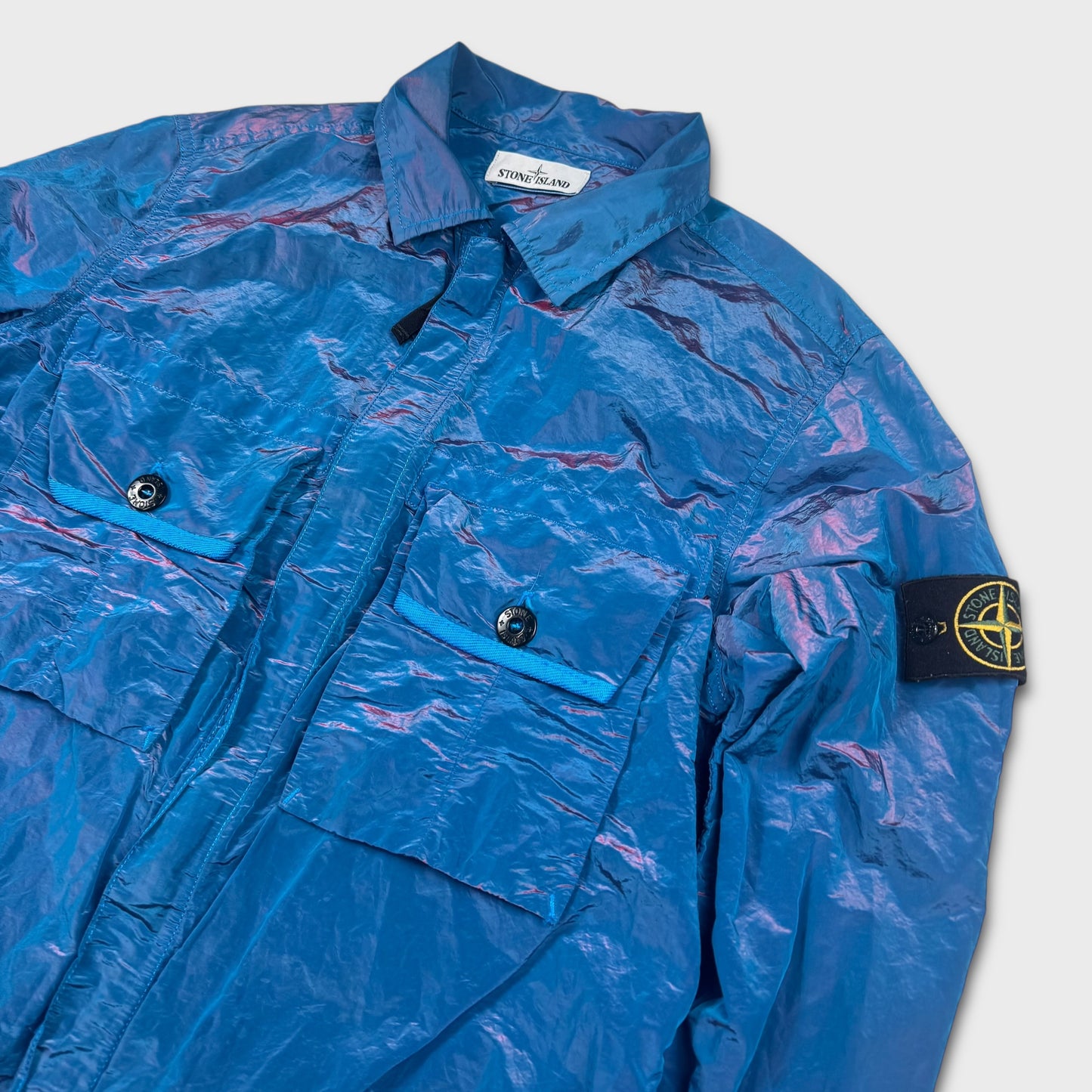 Stone Island Pink / Blue Nylon Metal Weft Overshirt L