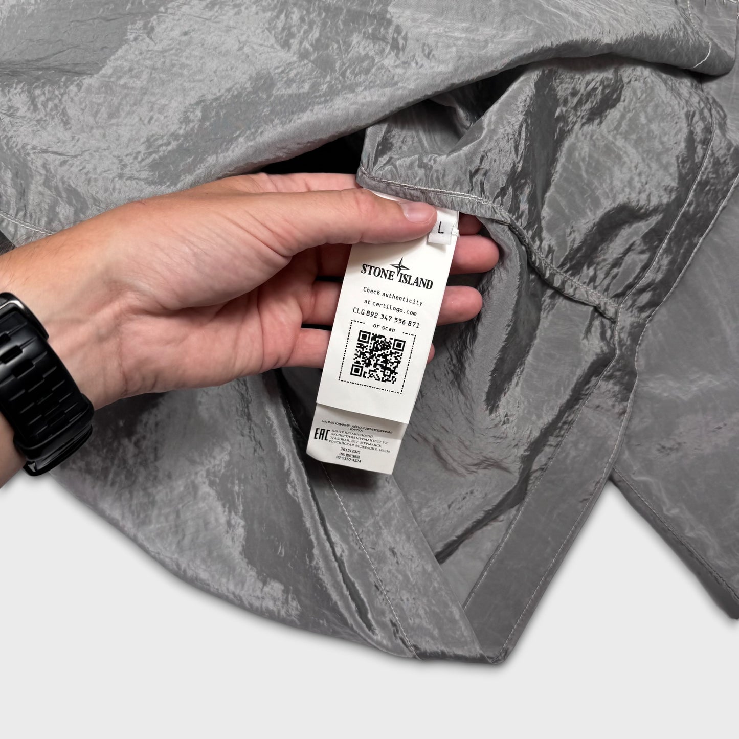 Stone Island Silver Nylon Metal Overshirt L