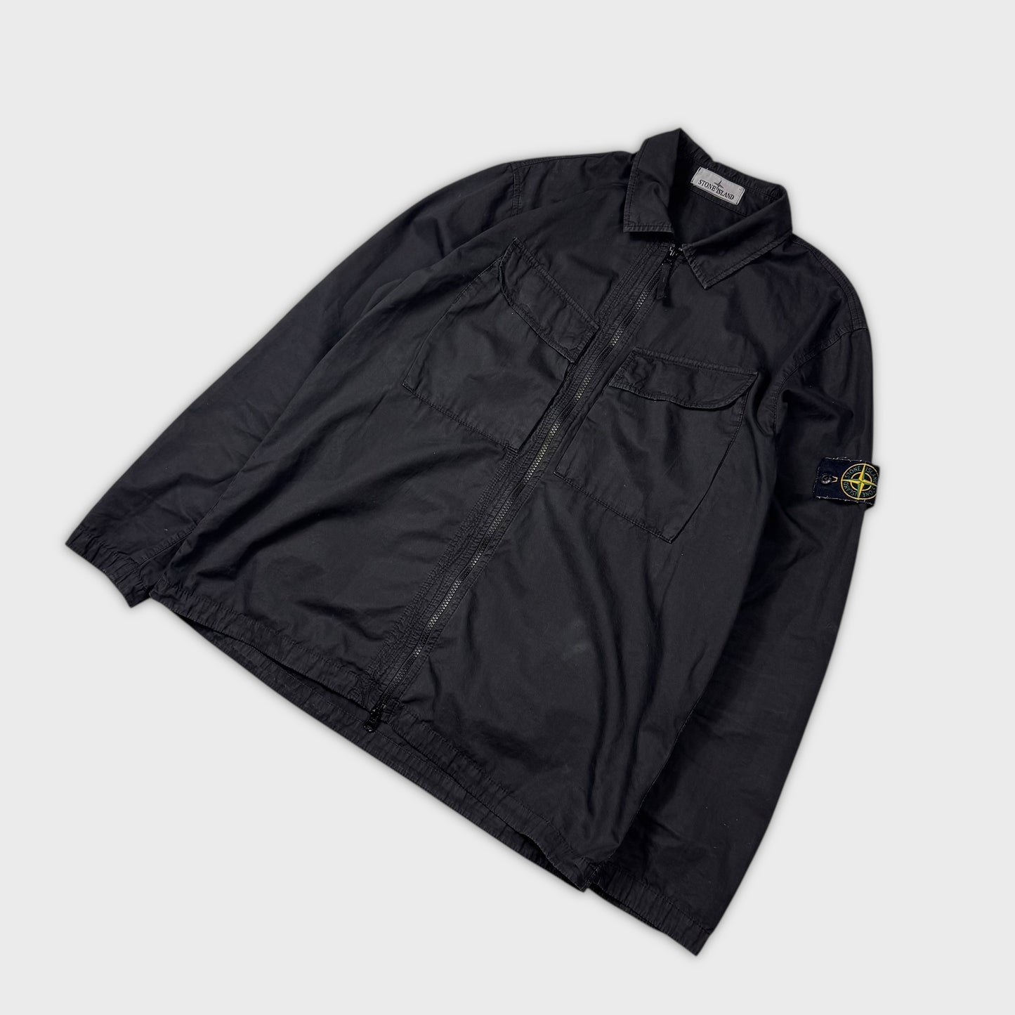 Stone Island Black Full Zip Overshirt XL