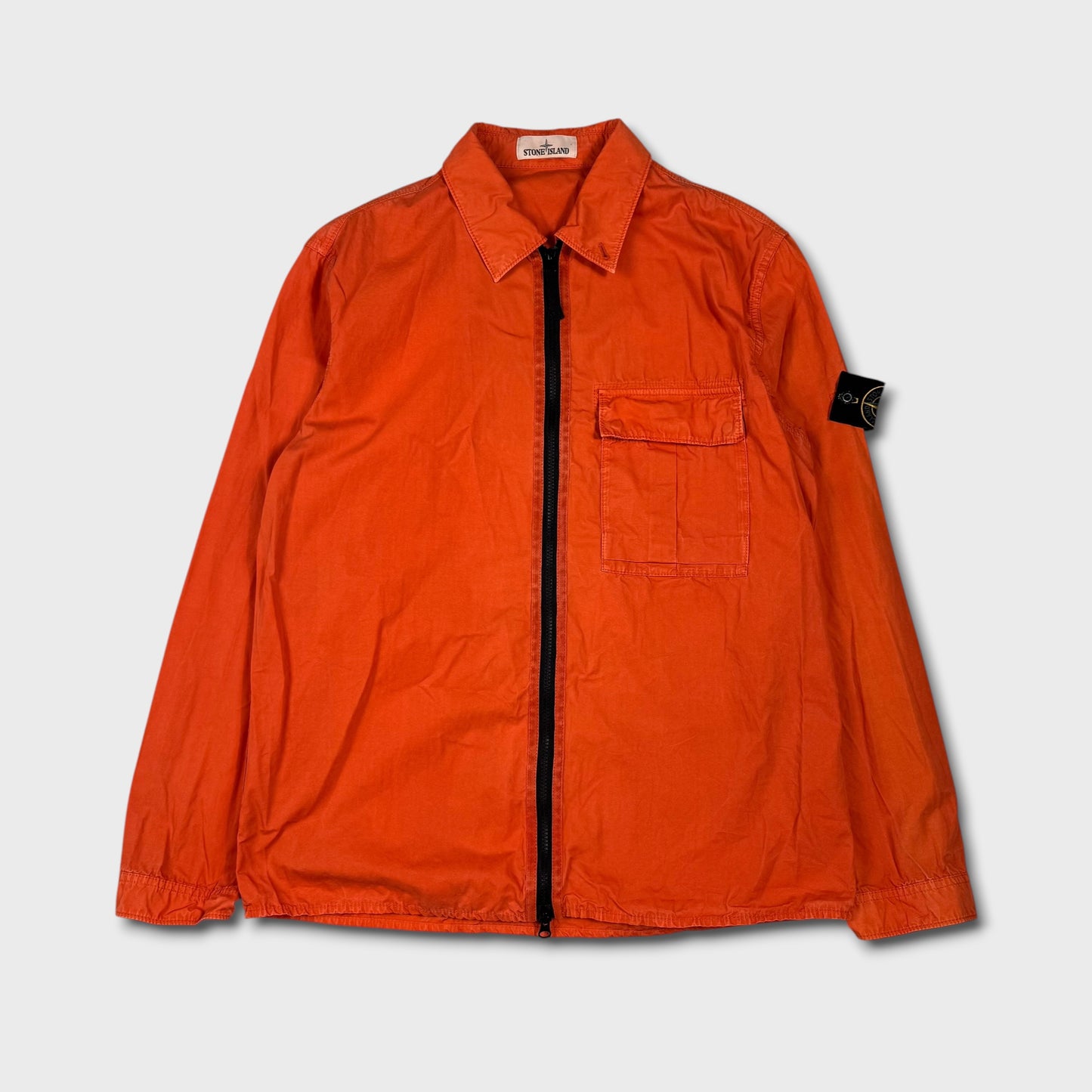 Stone Island Orange Full Zip Overshirt XL