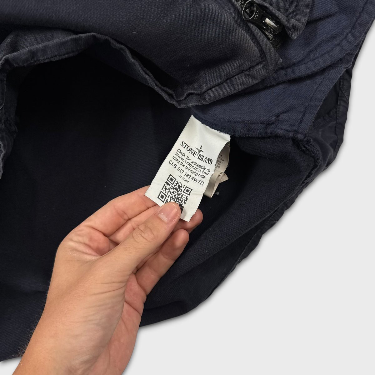 Stone Island Navy Cotton Canvas Hooded Overshirt XL