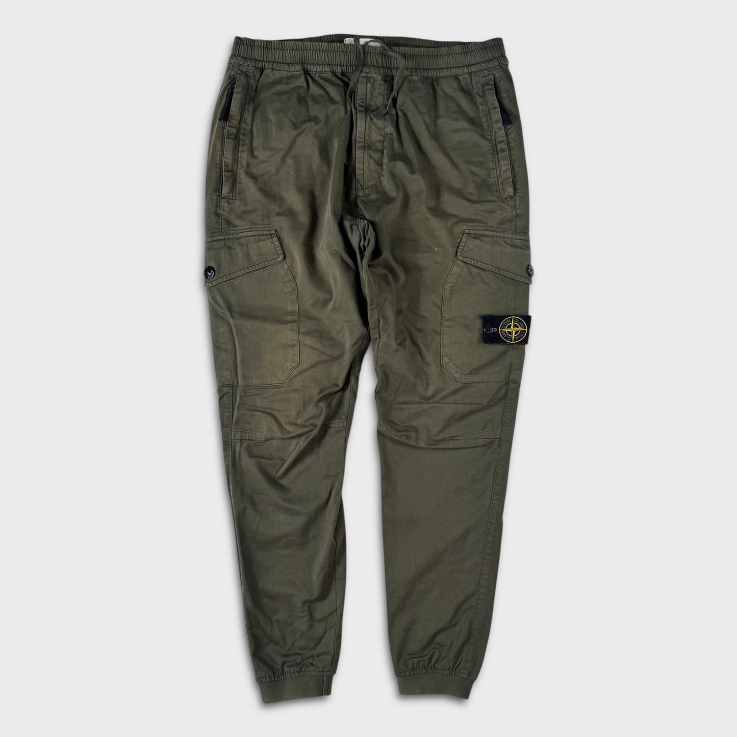Stone Island Olive Tela Cargo Trousers W34