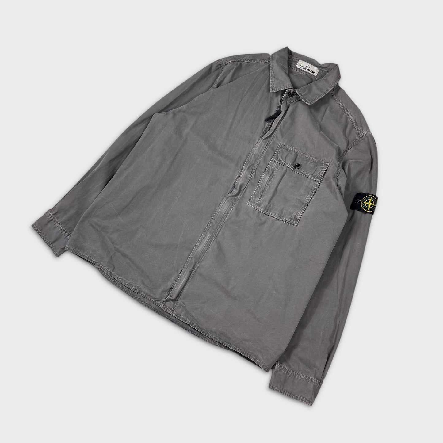 Stone Island Grey Full Zip Overshirt XXL