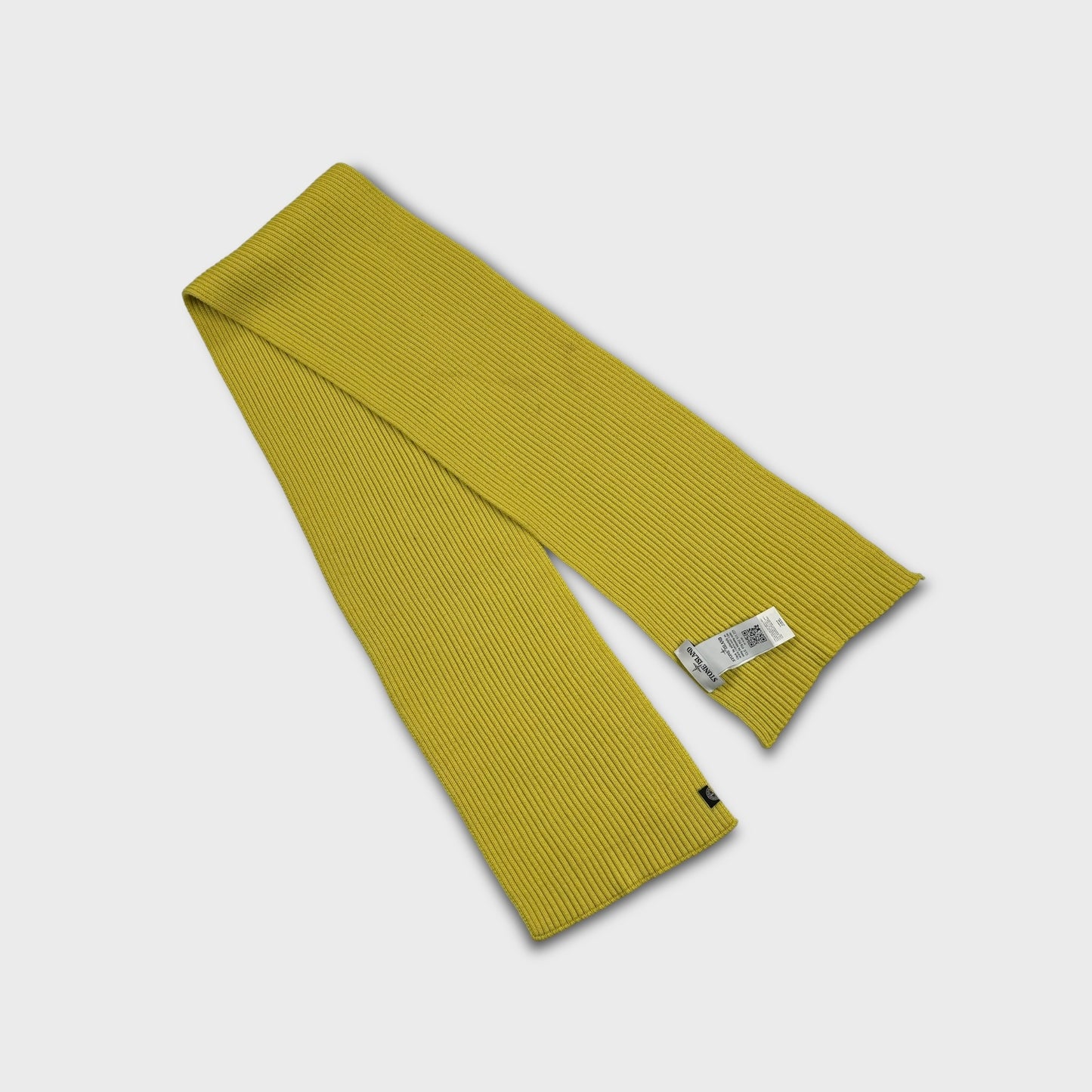 Stone Island Yellow Ribbed Knit Scarf OS