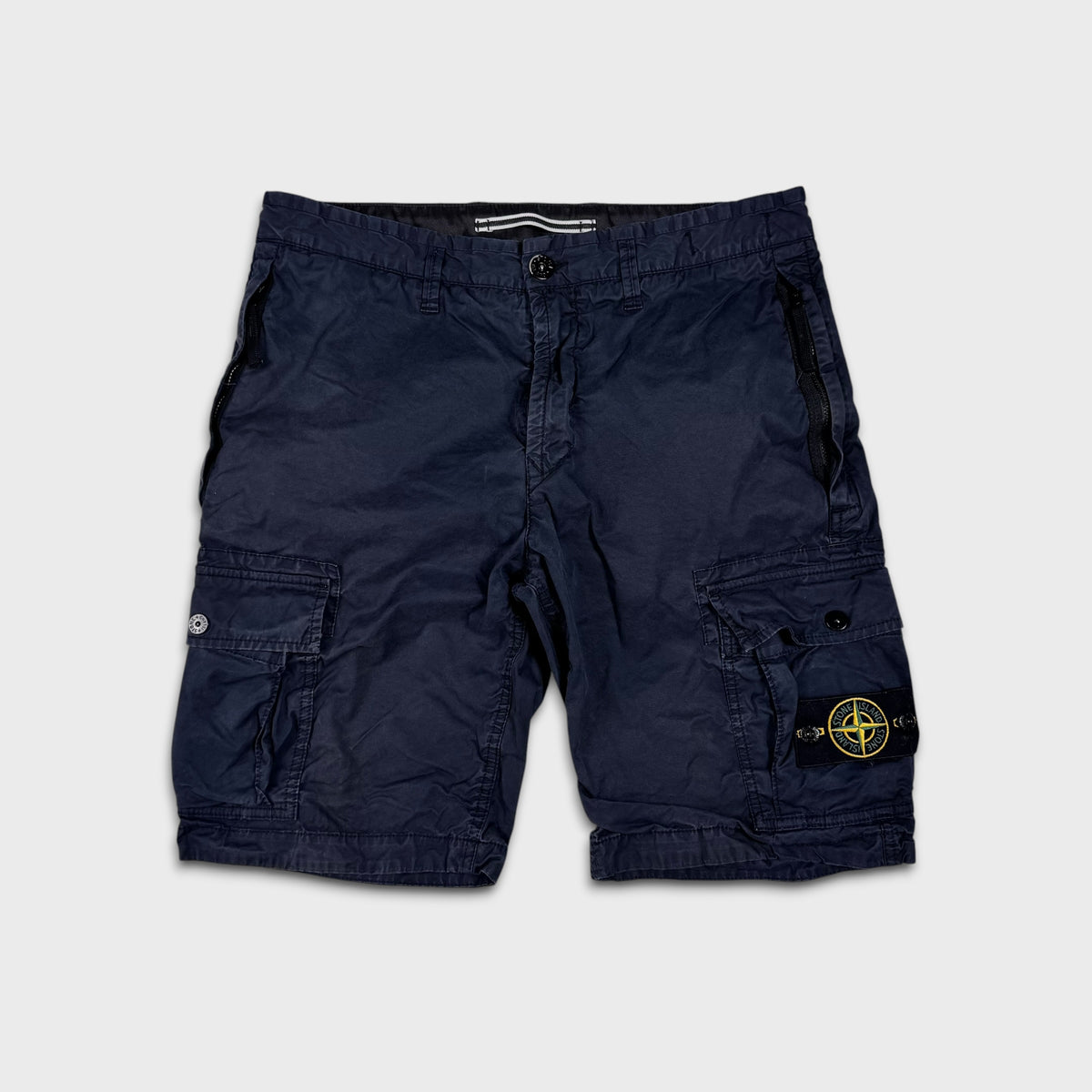 Stone Island Navy Tela Cargo Shorts W32