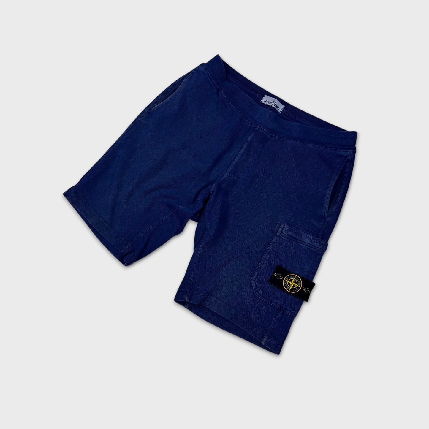 Stone Island Navy Cotton Badge Shorts L