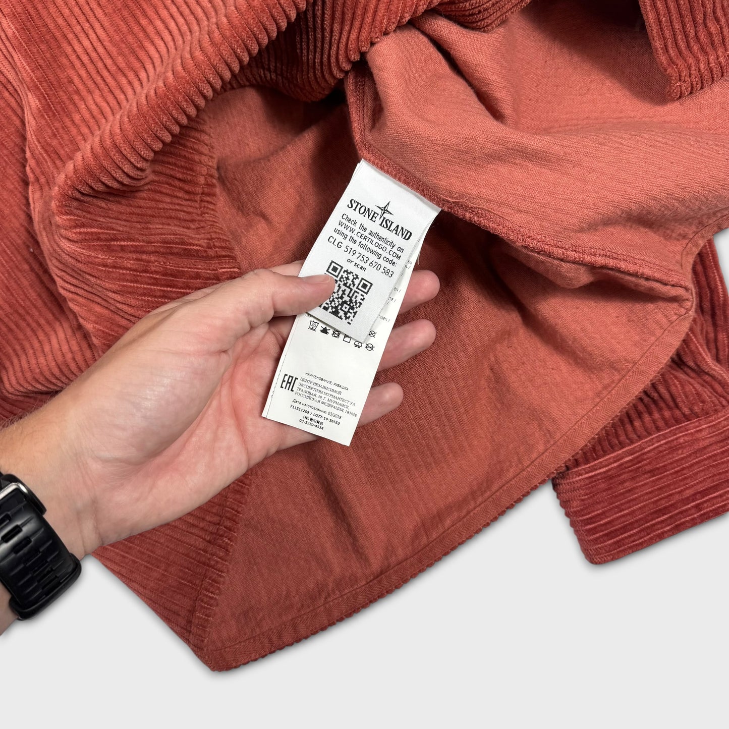Stone Island Brick Red Corduroy Overshirt M