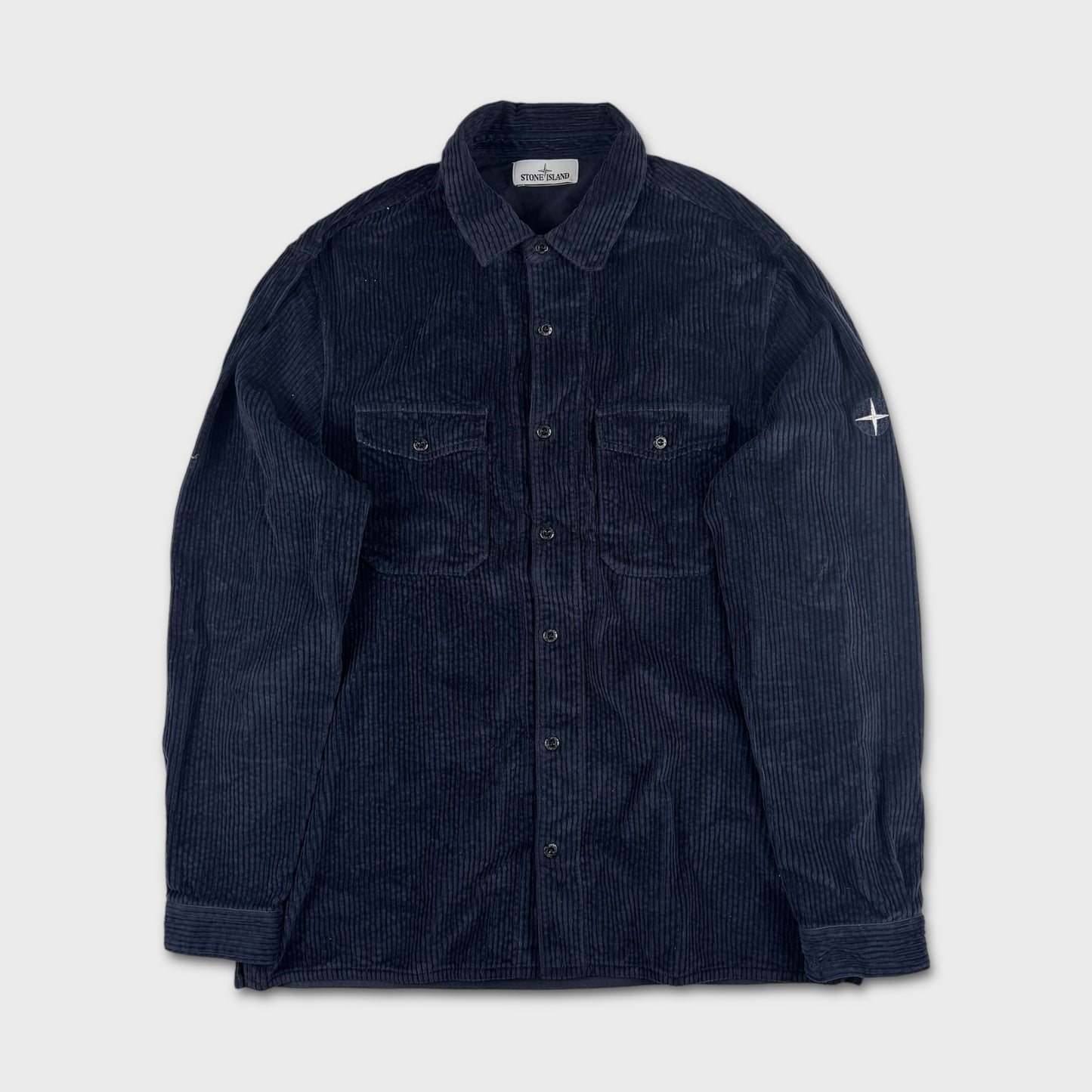 Stone Island Navy Corduroy Button Shirt XXL