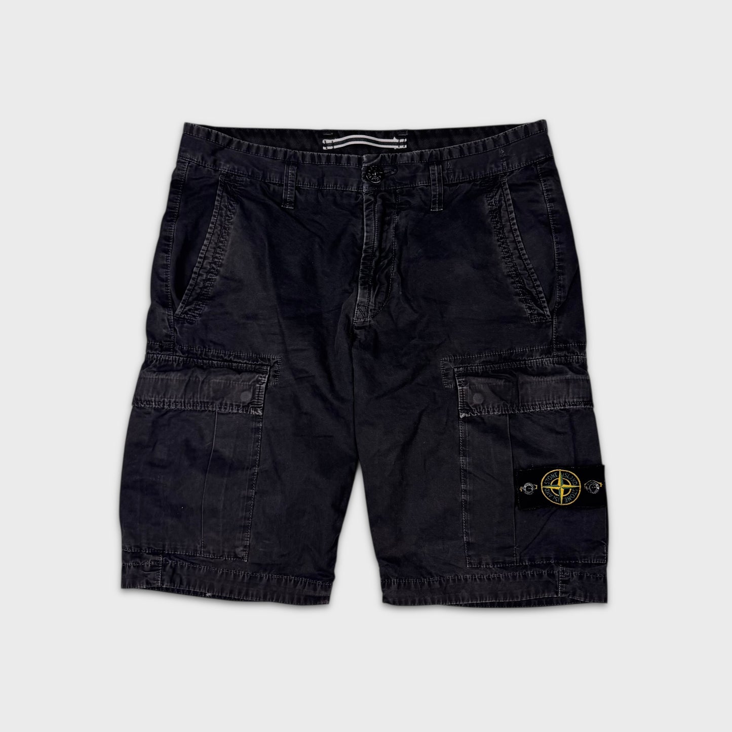 Stone Island Black Old-Dye Cargo Shorts W30