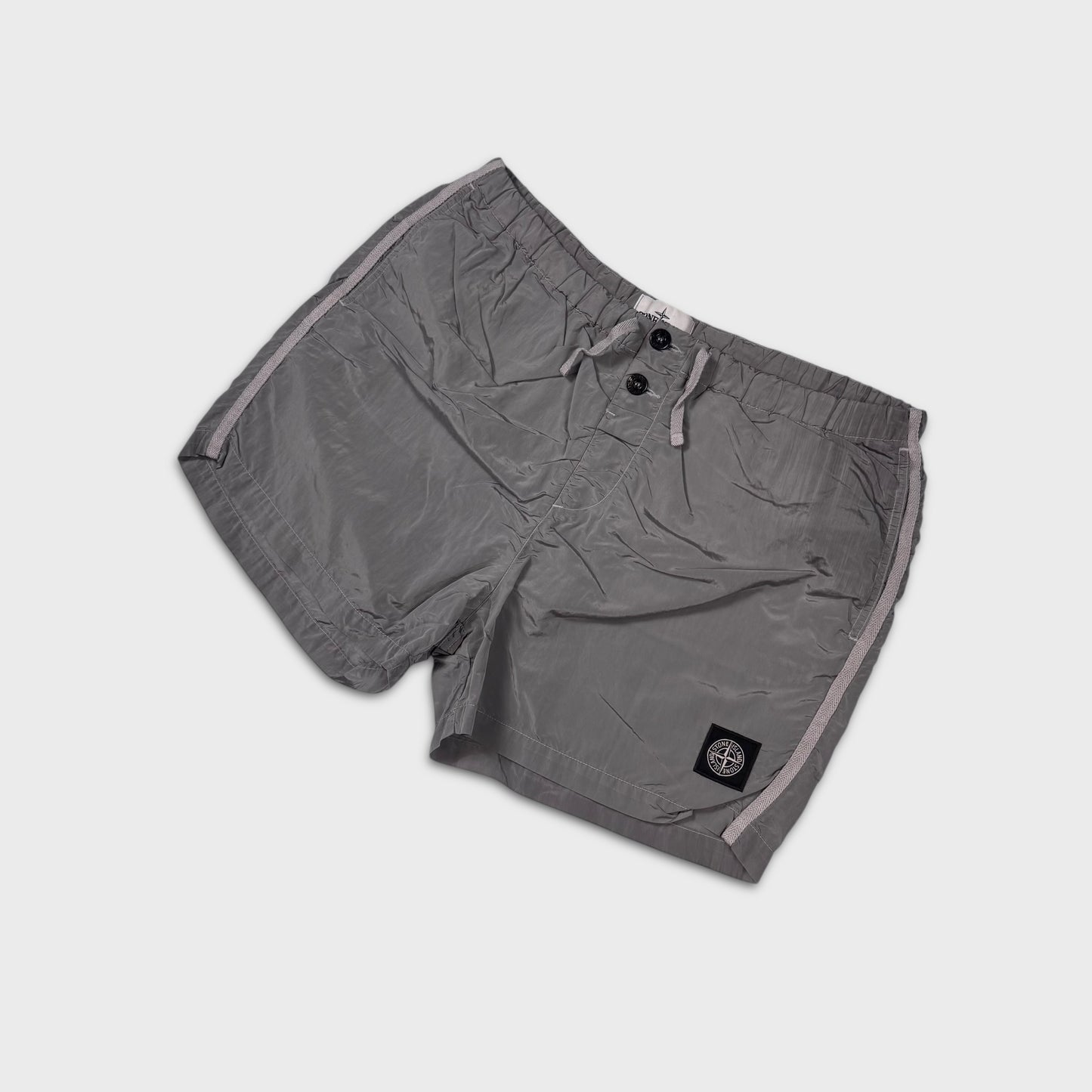 Stone Island Silver Nylon Metal Shorts L