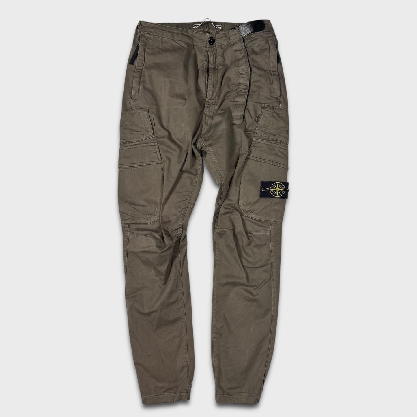 Stone Island Olive Cotton Cargo Pants W30