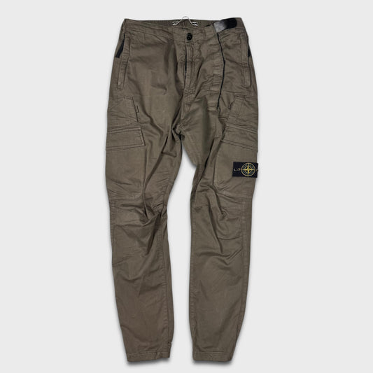 Stone Island Olive Cotton Cargo Pants W30