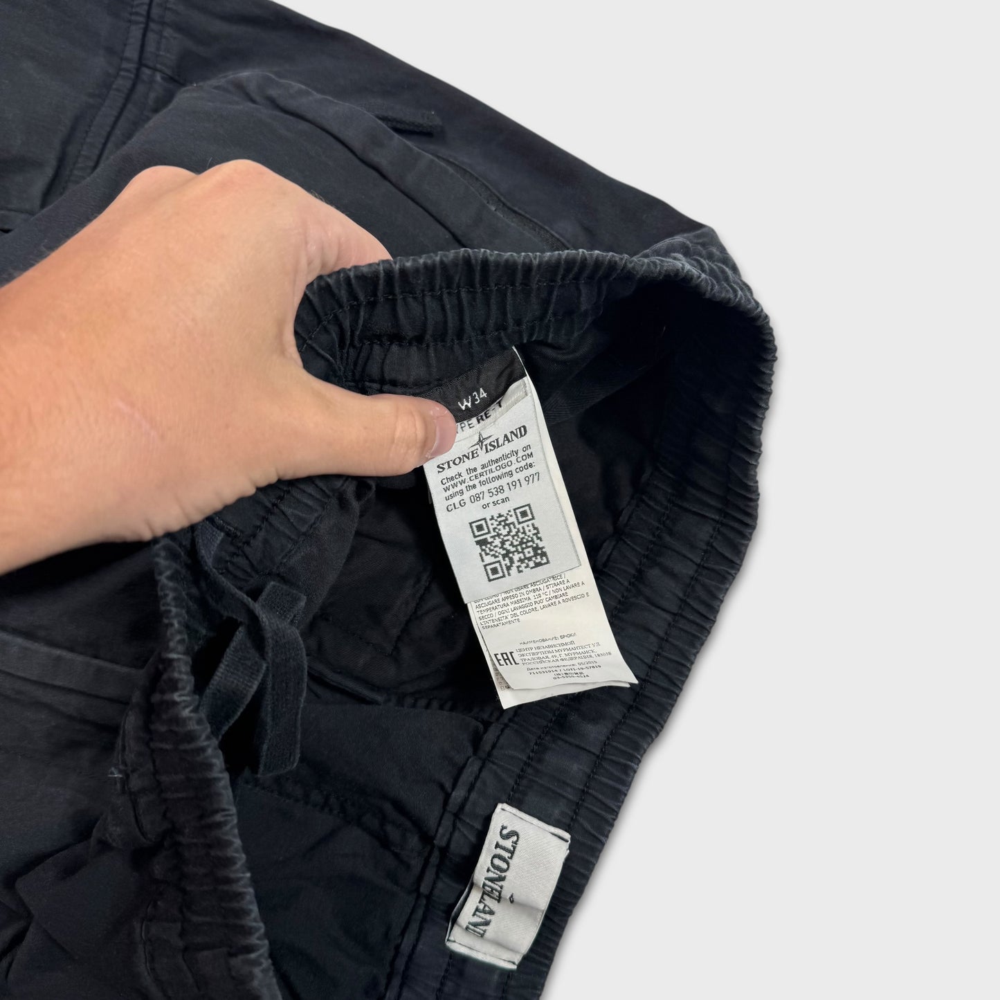 Stone Island Black Tela Cargo Pants W34