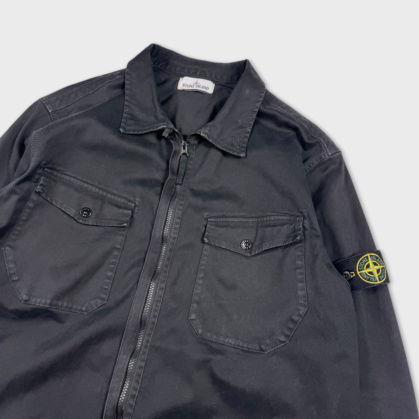 Stone Island Black Full Zip Overshirt 3XL