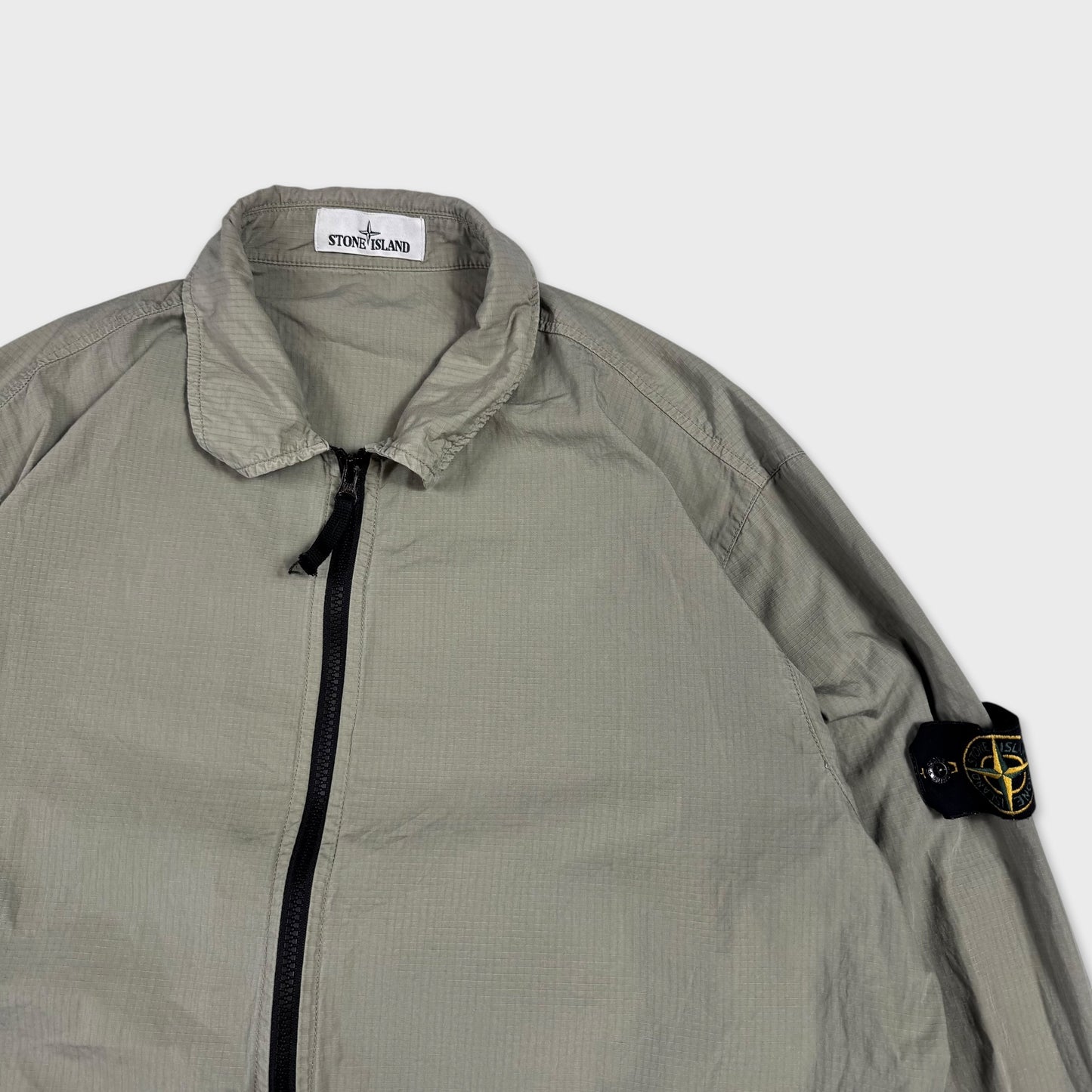 Stone Island Khaki Cotton Canvas Zip Overshirt Jacket XXL
