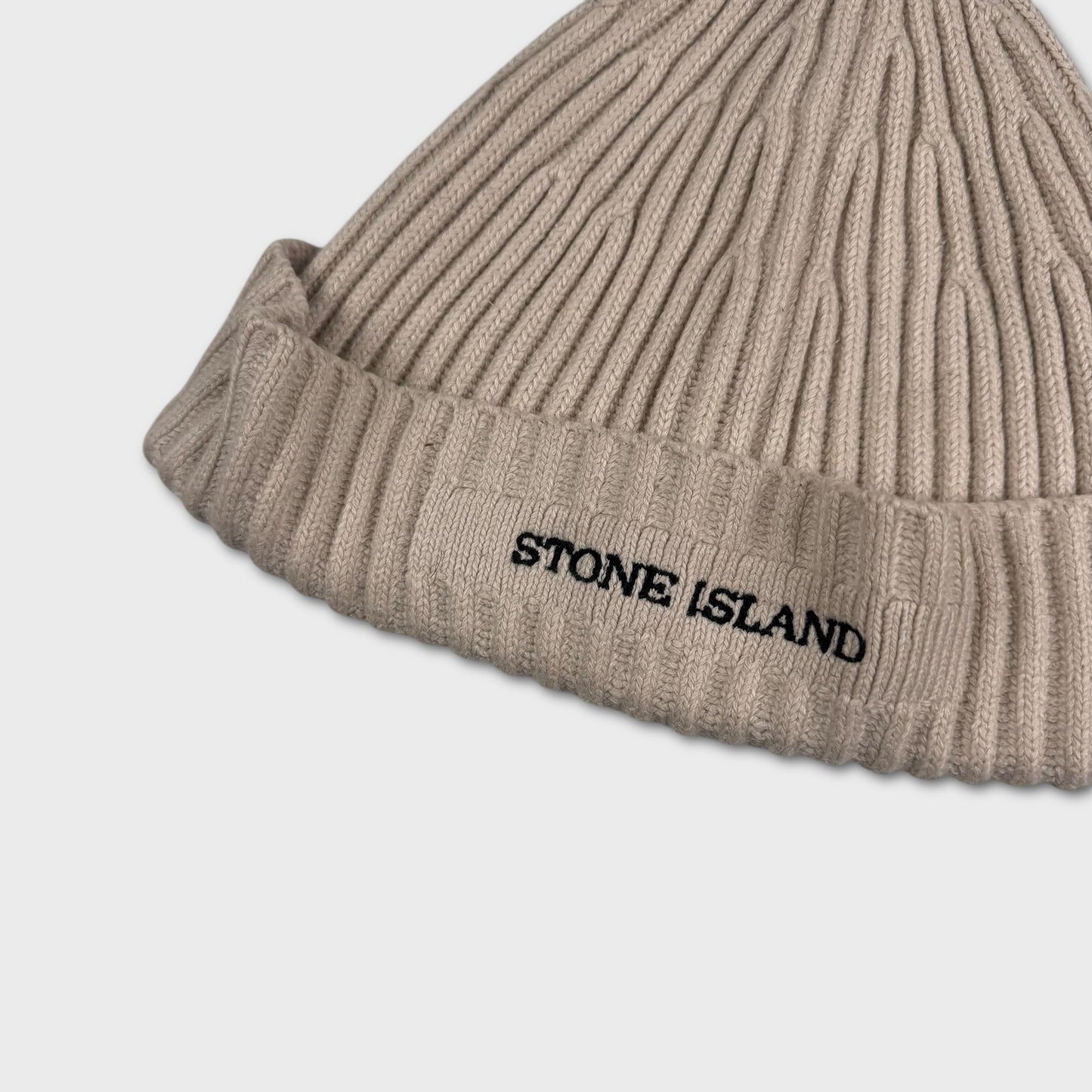 Stone Island Stencil Spellout Ribbed Beanie OS