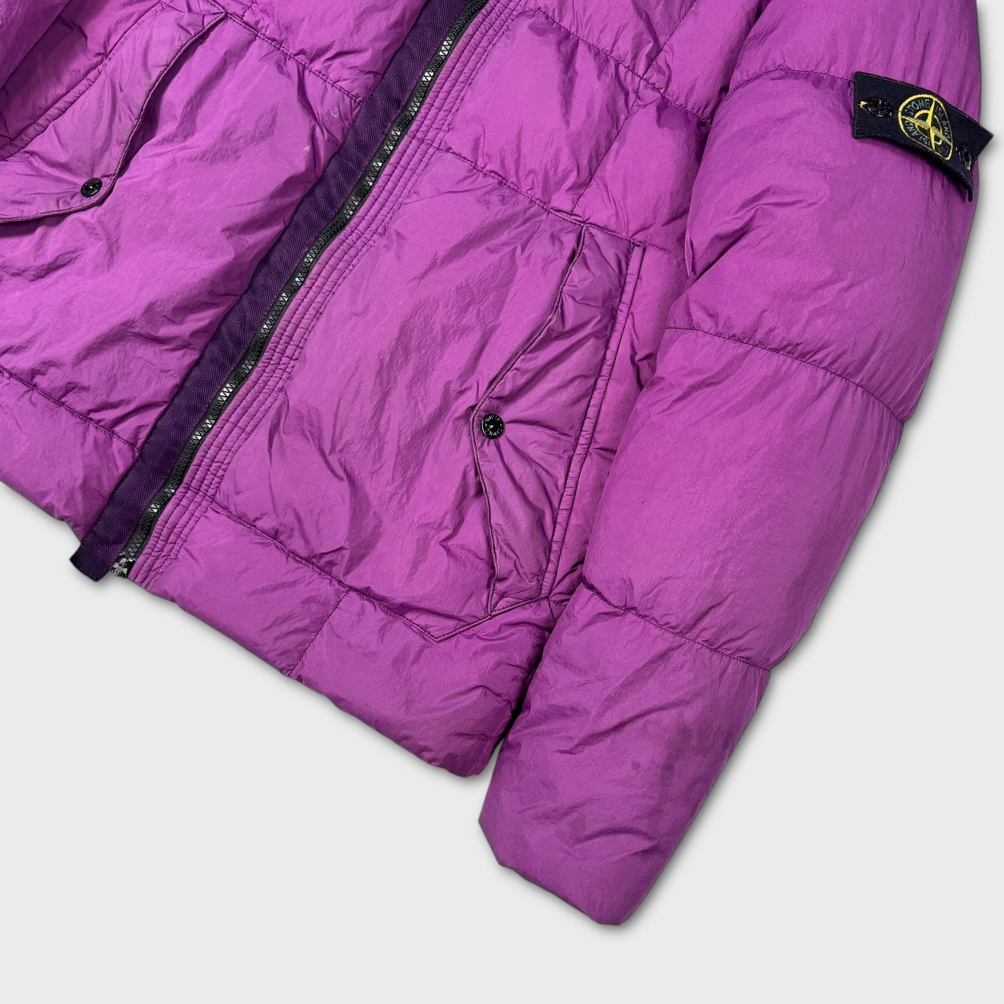 Stone Island Magenta Garment Dyed Crinkle Reps NY Down Jacket L